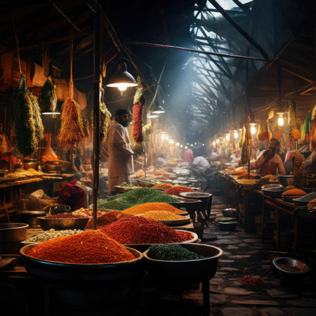 Traditional spices market in Ubud, Bali island, Indonesia.の素材