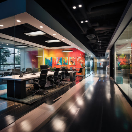 Interior of a modern office building. 3d rendering mock upの素材