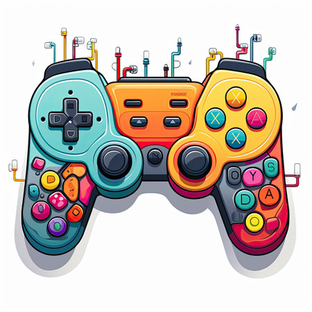 Gamepad vector illustration isolated on white background. Video game controller.の素材