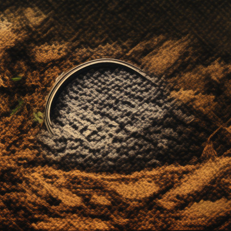 Wedding ring on a knitted background. Space for text.の素材