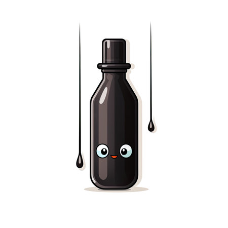 Cute cartoon dropper bottle character with eyes. Vector illustration.の素材