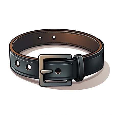 Black leather belt isolated on white background.の素材