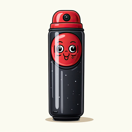 Cartoon aerosol spray bottle with smiling face.の素材