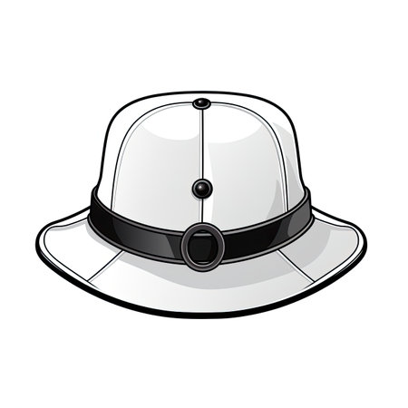 Vector illustration of a white hat with black laces on a white backgroundの素材