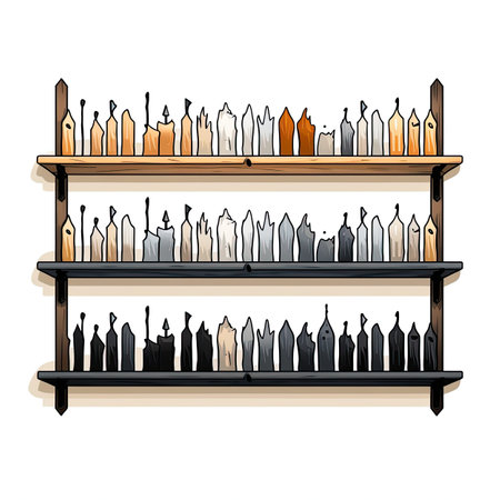 Shelves with bottles of wine. Vector illustration on white background.の素材