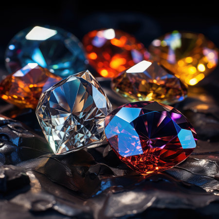 Gemstones on a black background. Jewelry background.の素材