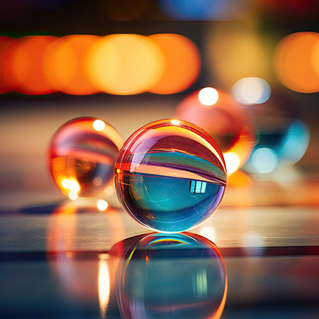 Crystal ball on the background of colorful bokeh.の素材