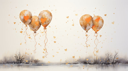 Valentine's day concept with heart shaped balloons.の素材