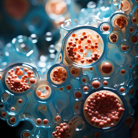 a microscopic view of the cell structure of a blood cellの素材