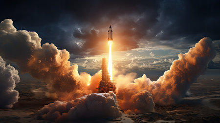 The rocket in the sky.の素材