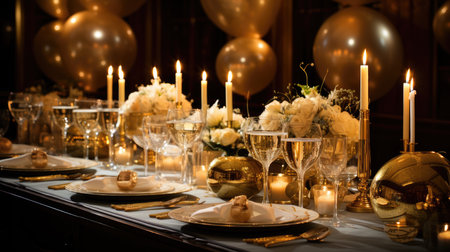 Elegant table setting for a wedding or another catered event dinner.の素材