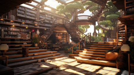 Wooden stairs in the gardenの素材