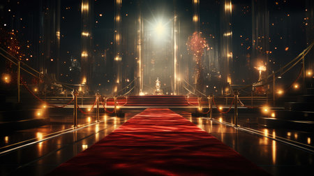 Red carpet on the red carpet in the night.の素材