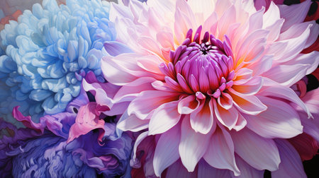 Colorful dahlia flower closeup. Floral background.の素材