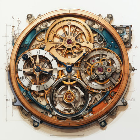 gears and cogwheels of a mechanical watchの素材