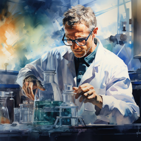 scientist working in laboratory with test tubes, science research and development conceptの素材