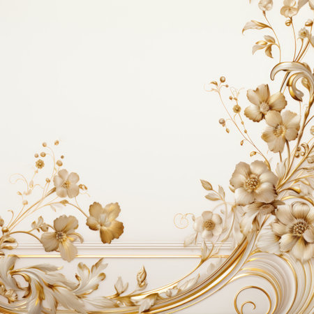 abstract floral background with gold ornaments.の素材