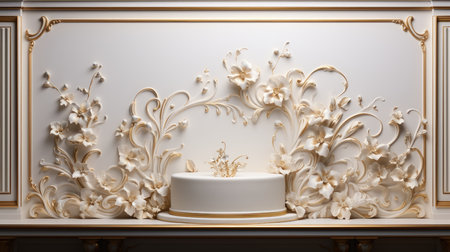 Luxury white marble podium in the interior.の素材