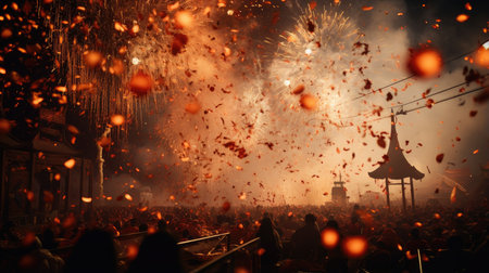 Chinese New Year Fireworks in the Cityの素材