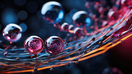 abstract background with bokeh lights and spheresの素材