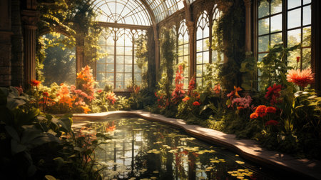 Fantasy garden with flowers and plants.の素材