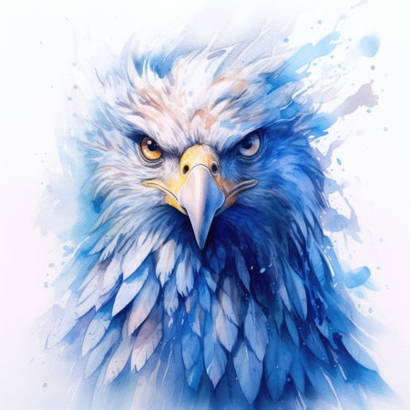 Watercolor american eagle on a white background.の素材