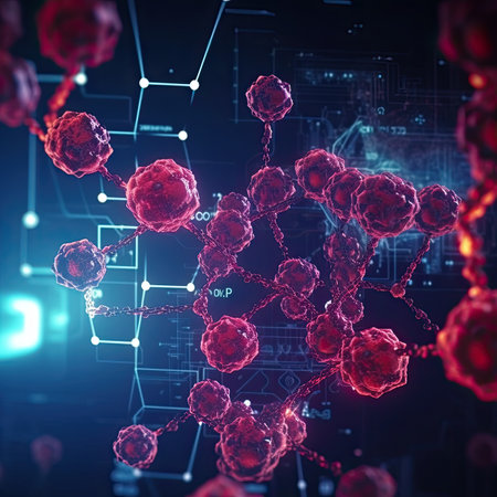molecule structure on dark background. Science and medicine conceptの素材