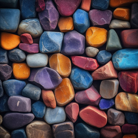 Colorful pebbles background. Close up.の素材