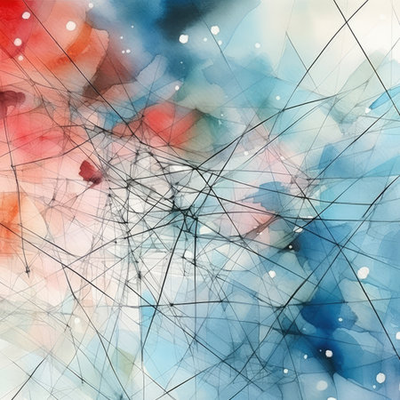 Abstract watercolor background with lines and dots in grunge style.の素材
