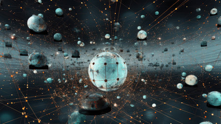 abstract technology concept. Network and high tech backgroundの素材