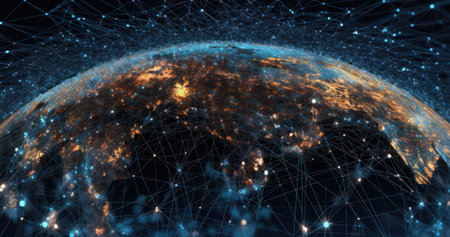 Global network connection over the planet Earth.の素材
