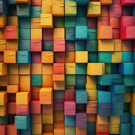 Colorful wooden cubes background.の素材