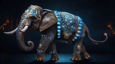 Elephant in indian style decorated with precious stones.の素材
