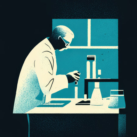 scientist working in laboratory. Science and technology concept. Vintage styleの素材