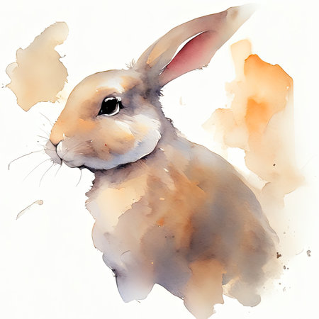 Watercolor cute rabbit.の素材