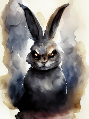 Watercolor portrait of a rabbit.の素材