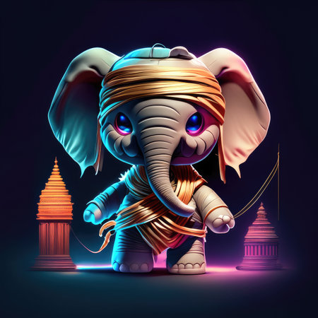 Indian festival Ganesh Chaturthi background with beautiful elephant.の素材