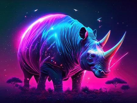 Rhinoceros in the night.の素材