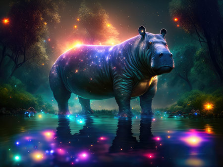 Hippo in the forest.の素材