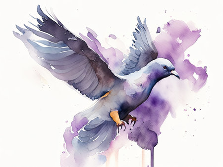 Watercolor flying pigeonの素材