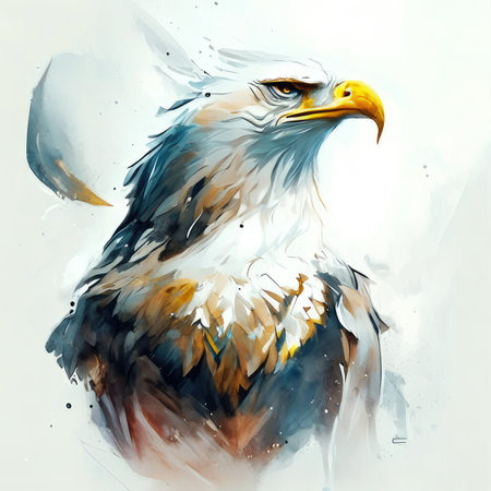 Watercolor Eagle portrait on a white background.の素材