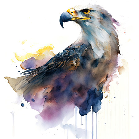 Watercolor Eagle on white background.の素材