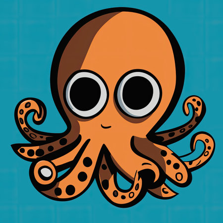 Octopus cartoon on a blue backgroundの素材