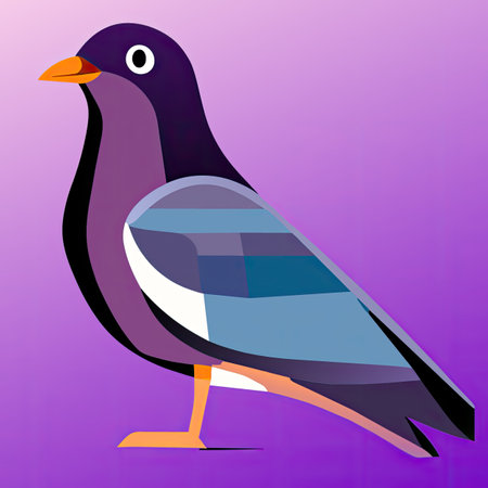 Pigeon on a purple background.の素材