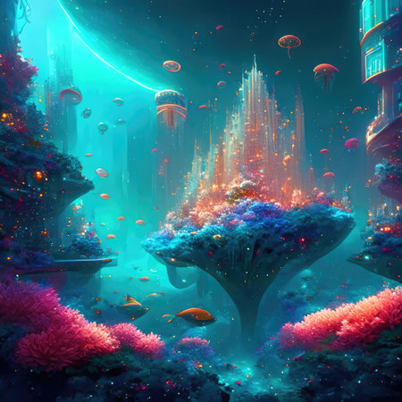 Underwater world with corals and fish.の素材