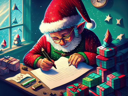 Santa Claus writes letter to Santa Claus.の素材