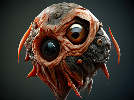a monster with big eyes and orange eyes.の素材