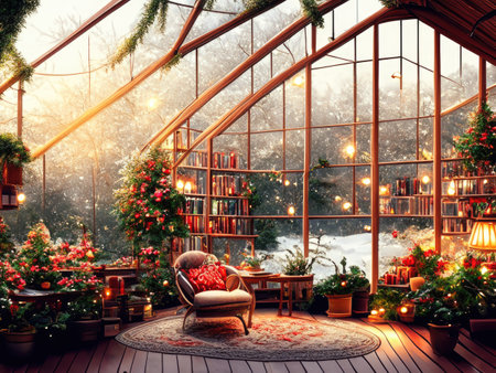 Interior of a cozy house decorated for Christmas and New Year.の素材