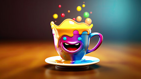 Cup of coffee with colorful splash.の素材