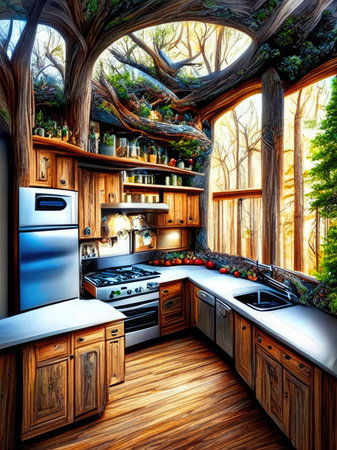 Kitchen in the forest.の素材